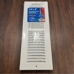 14”x4” White Ceiling/Wall Register TruAire 2 Way Air Deflection 14/04 H102M